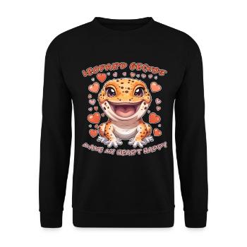 Leopardgecko Spruch Lustiges Leopardgecko Geschenk - Unisex Pullover - Schwarz - Vorne - Alina (178cm) & Michal (187cm)