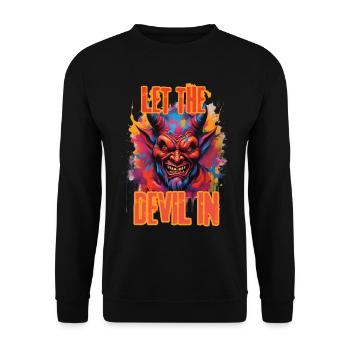 LET THE DEVIL IN. - Unisex Sweatshirt - black - Front - Alina (178cm) & Michal (187cm)