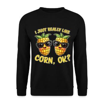Corn on the cob saying corn funny corn on the cob gift - Unisex Sweatshirt - black - Front - Alina (178cm) & Michal (187cm)