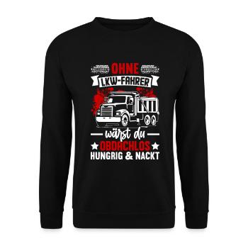 Truck Men's Design Saying Gift - Unisex Sweatshirt - black - Front - Alina (178cm) & Michal (187cm)
