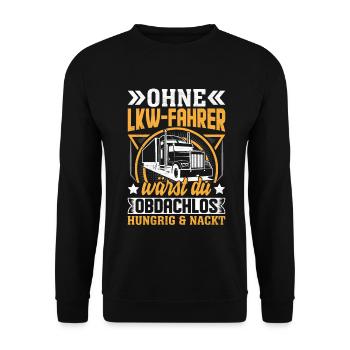 Truck Driver Truck - Unisex Sweatshirt - black - Front - Alina (178cm) & Michal (187cm)