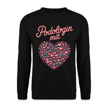 Podologin Mit Herz Fußpflege Podologin Geschenk - Unisex Pullover - Schwarz - Vorne - Alina (178cm) & Michal (187cm)
