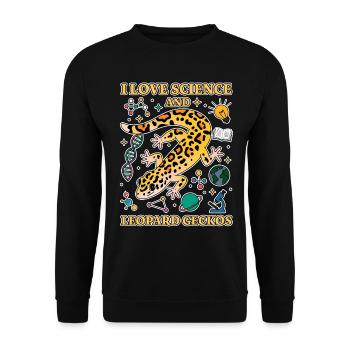 Leopardgecko Spruch Student Leopardgecko Geschenk - Unisex Pullover - Schwarz - Vorne - Alina (178cm) & Michal (187cm)