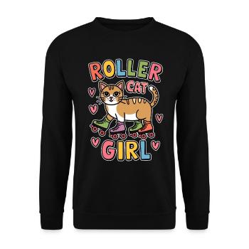 Roller Cat Girl Skating Girl Roller Skates Gift - Unisex Sweatshirt - black - Front - Alina (178cm) & Michal (187cm)