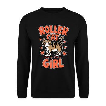 Roller Cat Girl Skating Girl Roller Skates Gift - Unisex Sweatshirt - black - Front - Alina (178cm) & Michal (187cm)