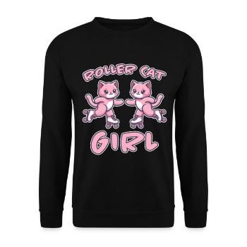 Roller Cat Girl Skating Girl Roller Skates Gift - Unisex Sweatshirt - black - Front - Alina (178cm) & Michal (187cm)