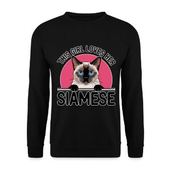 Siamkatze Spruch Katze Mädchen Siamkatze Geschenk - Unisex Pullover - Schwarz - Vorne - Alina (178cm) & Michal (187cm)