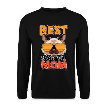 Siamkatze Spruch Siamkatze Mama Siamkatze Geschenk - Unisex Pullover - Schwarz - Vorne - Alina (178cm) & Michal (187cm)