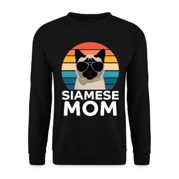 Siamkatze Spruch Siamkatze Mama Siamkatze Geschenk - Unisex Pullover - Schwarz - Vorne - Alina (178cm) & Michal (187cm)