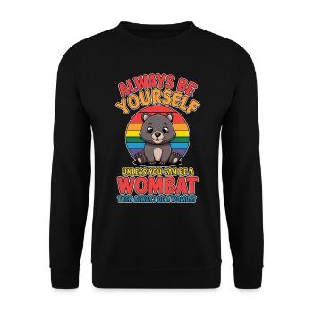 Wombat Spruch Australien Lustiges Wombats Geschenk - Unisex Pullover - Schwarz - Vorne - Alina (178cm) & Michal (187cm)