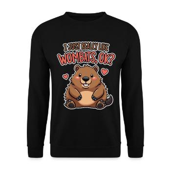 Wombat Spruch Australien Lustiges Wombats Geschenk - Unisex Pullover - Schwarz - Vorne - Alina (178cm) & Michal (187cm)
