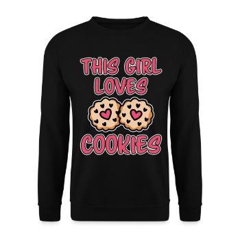 Cookies Saying Chocolate Cookies Funny Cookie Gift - Unisex Sweatshirt - black - Front - Alina (178cm) & Michal (187cm)