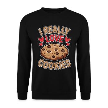 Cookies Saying Chocolate Cookies Funny Cookie Gift - Unisex Sweatshirt - black - Front - Alina (178cm) & Michal (187cm)
