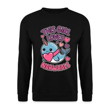 Narwal Spruch Narwale Lustiges Narwal Geschenk - Unisex Pullover - Schwarz - Vorne - Alina (178cm) & Michal (187cm)