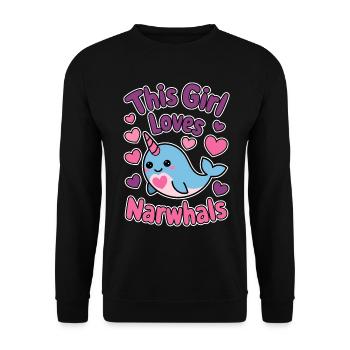 Narwal Spruch Narwale Lustiges Narwal Geschenk - Unisex Pullover - Schwarz - Vorne - Alina (178cm) & Michal (187cm)