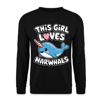 Narwal Spruch Narwale Lustiges Narwal Geschenk - Unisex Pullover - Schwarz - Vorne - Alina (178cm) & Michal (187cm)