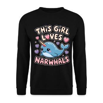 Narwal Spruch Narwale Lustiges Narwal Geschenk - Unisex Pullover - Schwarz - Vorne - Alina (178cm) & Michal (187cm)