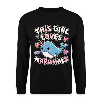 Narwal Spruch Narwale Lustiges Narwal Geschenk - Unisex Pullover - Schwarz - Vorne - Alina (178cm) & Michal (187cm)
