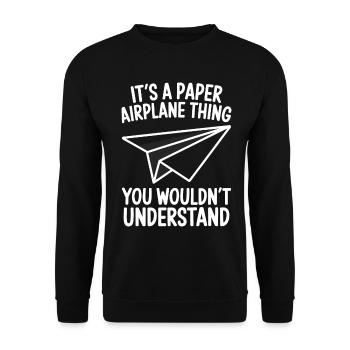Avion en papier disant blague Avion en papier cadeau - Sweat-shirt Unisexe - noir - Devant - Alina (178cm) & Michal (187cm)