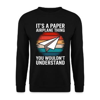 Avion en papier disant blague Avion en papier cadeau - Sweat-shirt Unisexe - noir - Devant - Alina (178cm) & Michal (187cm)