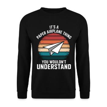 Avion en papier disant blague Avion en papier cadeau - Sweat-shirt Unisexe - noir - Devant - Alina (178cm) & Michal (187cm)
