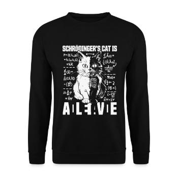 LE CHAT DE SCHRÖDINGER MORT ET VIF PHYSIQUE QUANTIQUE - Sweat-shirt Unisexe - noir - Devant - Alina (178cm) & Michal (187cm)