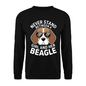 Beagle Mädchen Hunde Lustiges Beagle Geschenk - Unisex Pullover - Schwarz - Vorne - Alina (178cm) & Michal (187cm)
