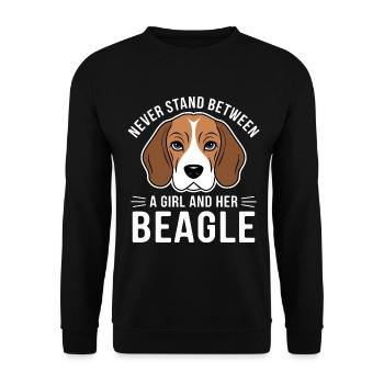 Beagle Mädchen Hunde Lustiges Beagle Geschenk - Unisex Pullover - Schwarz - Vorne - Alina (178cm) & Michal (187cm)