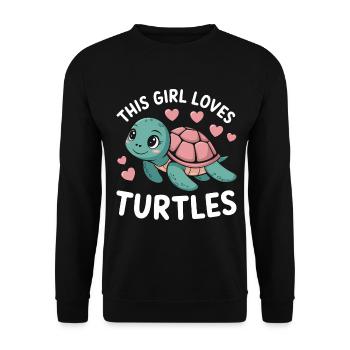 Schildkröte Spruch Lustiges Schildkröten Geschenk - Unisex Pullover - Schwarz - Vorne - Alina (178cm) & Michal (187cm)