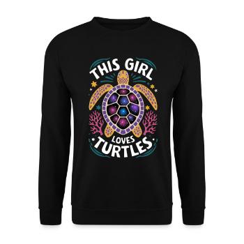 Schildkröte Spruch Lustiges Schildkröten Geschenk - Unisex Pullover - Schwarz - Vorne - Alina (178cm) & Michal (187cm)