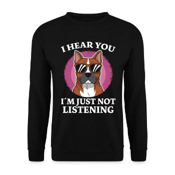 Drôle d’American Staffordshire Terrier Cadeau - Sweat-shirt Unisexe - noir - Devant - Alina (178cm) & Michal (187cm)