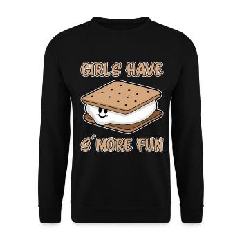S´More Spruch Marshmallow Camping S´More Geschenk - Unisex Pullover - Schwarz - Vorne - Alina (178cm) & Michal (187cm)