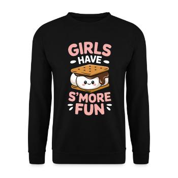 S´More Spruch Marshmallow Camping S´More Geschenk - Unisex Pullover - Schwarz - Vorne - Alina (178cm) & Michal (187cm)