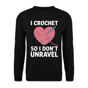 Crochet Saying Wool Funny Crochet Gift - Unisex Sweatshirt - black - Front - Alina (178cm) & Michal (187cm)