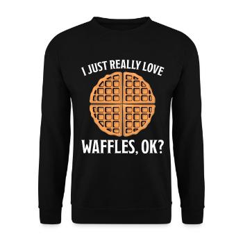 Waffles Saying Dessert Funny Waffles Gift - Unisex Sweatshirt - black - Front - Alina (178cm) & Michal (187cm)