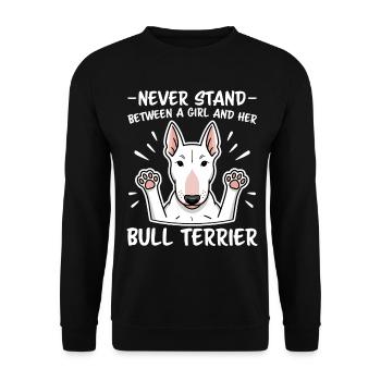 Bull terrier en disant, fille blague, Bull Terrier cadeau - Sweat-shirt Unisexe - noir - Devant - Alina (178cm) & Michal (187cm)