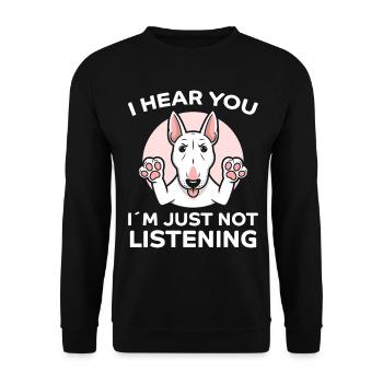 Bullterrier Spruch Lustiges Bullterrier Geschenk - Unisex Pullover - Schwarz - Vorne - Alina (178cm) & Michal (187cm)