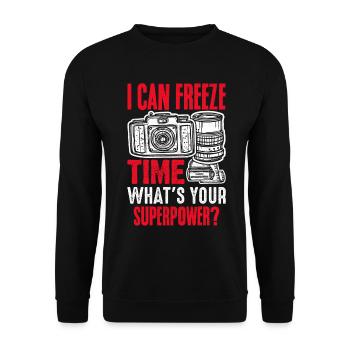 Photographer Superpower - Unisex Sweatshirt - black - Front - Alina (178cm) & Michal (187cm)