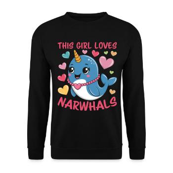 Narwhal Saying Narwhals Funny Narwhal Gift - Unisex Sweatshirt - black - Front - Alina (178cm) & Michal (187cm)