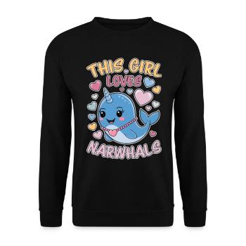 Narwhal Saying Narwhals Funny Narwhal Gift - Unisex Sweatshirt - black - Front - Alina (178cm) & Michal (187cm)