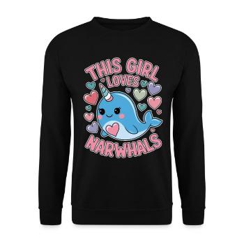 Narwal Spruch Narwale Lustiges Narwal Geschenk - Unisex Pullover - Schwarz - Vorne - Alina (178cm) & Michal (187cm)