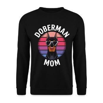 Dobermann Spruch Mama Lustiges Dobermann Geschenk - Unisex Pullover - Schwarz - Vorne - Alina (178cm) & Michal (187cm)