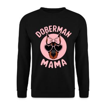 Dobermann Spruch Mama Lustiges Dobermann Geschenk - Unisex Pullover - Schwarz - Vorne - Alina (178cm) & Michal (187cm)
