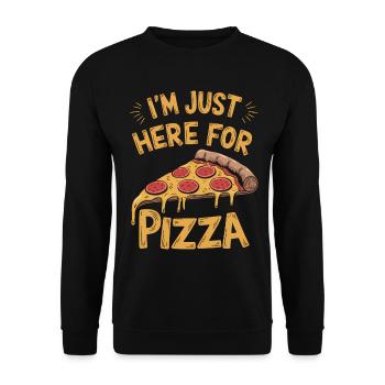 Pizza Spruch Witz Pizzeria Lustiges Pizza Geschenk - Unisex Pullover - Schwarz - Vorne - Alina (178cm) & Michal (187cm)