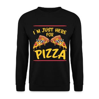 Pizza Spruch Witz Pizzeria Lustiges Pizza Geschenk - Unisex Pullover - Schwarz - Vorne - Alina (178cm) & Michal (187cm)