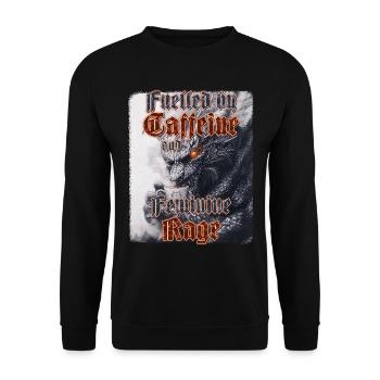 Caféine Dragon Rage Féminine Café Fun Féminisme - Sweat-shirt Unisexe - noir - Devant - Alina (178cm) & Michal (187cm)