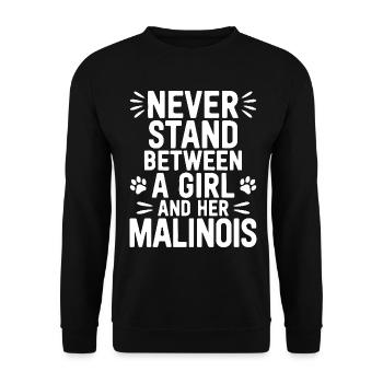 Belgian Shepherd Saying Malinois Gift - Unisex Sweatshirt - black - Front - Alina (178cm) & Michal (187cm)