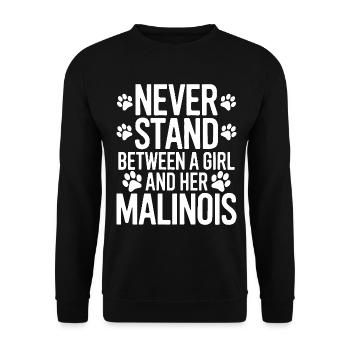 Belgian Shepherd Saying Malinois Gift - Unisex Sweatshirt - black - Front - Alina (178cm) & Michal (187cm)