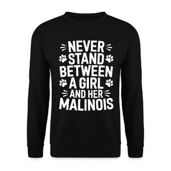 Belgian Shepherd Saying Malinois Gift - Unisex Sweatshirt - black - Front - Alina (178cm) & Michal (187cm)