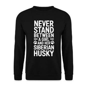 Siberian Husky Spruch Siberian Huskies Geschenk - Unisex Pullover - Schwarz - Vorne - Alina (178cm) & Michal (187cm)